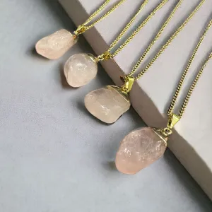 Gold-Dipped Rose Quartz Necklace