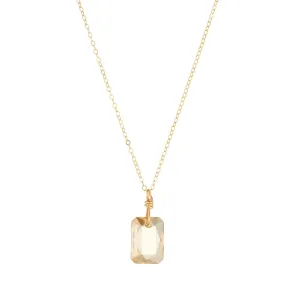 Gold Filled 11mm Golden Shadow emerald cut Crystal Element Pendant Necklace