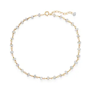 Gold Plated Sterling Silver Rainbow Moonstone Bead Anklet