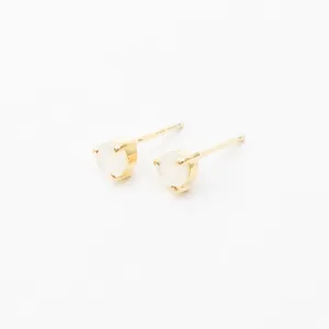 Gold Vermeil & Moonstone Round Claw Set Studs