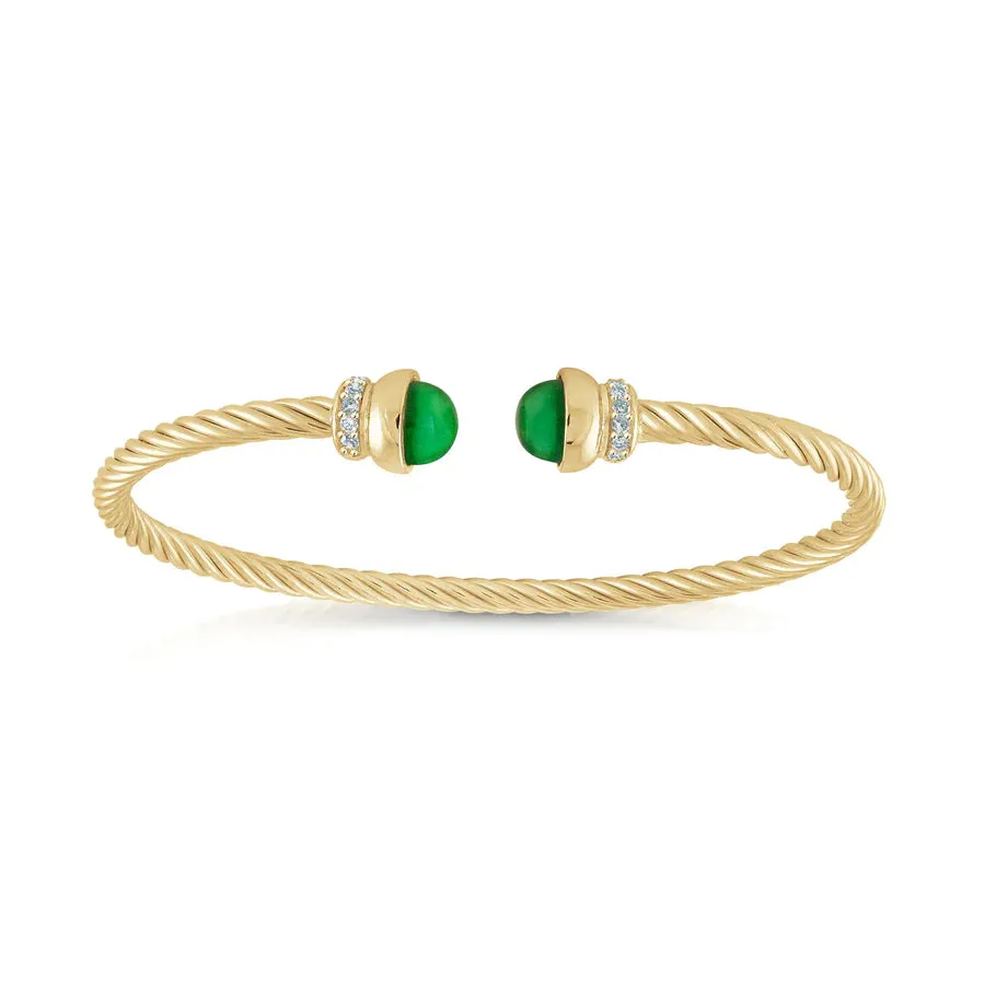 Green Cabochon Twist Bangle