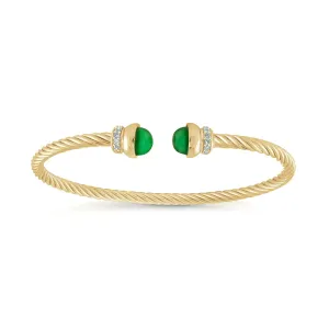 Green Cabochon Twist Bangle