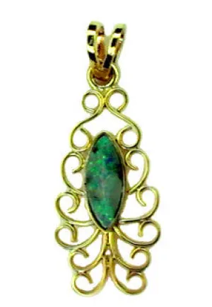 Green Gold Boulder Opal 9k Pendant