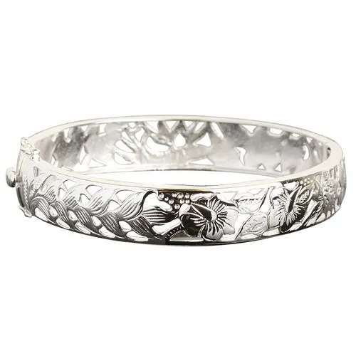 Hawaiian Jewelry Tropical Flower Open Bangle