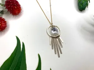 Herkimer Diamond Quartz Circle Fringe Necklace