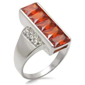 High-Polished 925 Sterling Silver Ring with AAA Grade CZ in Garnet for Women Style 30829