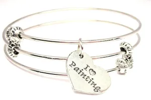 I Love Painting Triple Style Expandable Bangle Bracelet