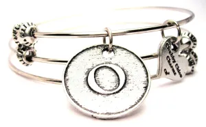 Initial O Circle Triple Style Expandable Bangle Bracelet