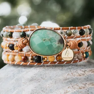 Jade Mix Stone Triple Wrap Bracelet