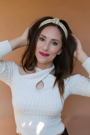 Knotted Embellished Headband | Ivory