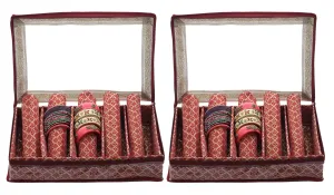 Kuber Industries Brocade Hardboard 2 Pieces Five Rod Bangle Box (Maroon) - CTKTC42051