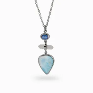 Kyanite, Laser Quartz, and Larimar Necklace