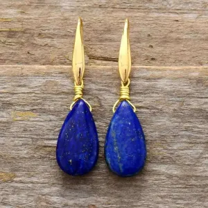 Lapis Lazuli Teardrop Earrings – Handcrafted Bohemian Jewelry