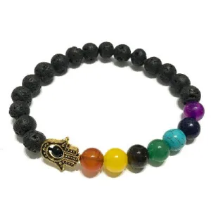 Lava Stone Bracelet - Hamsa Chakra