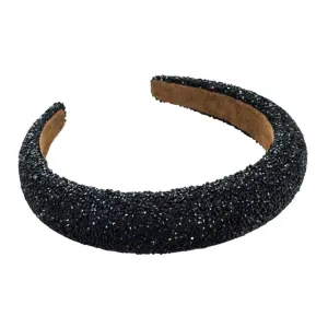 Luxurious Baroque Padded Glitter Rhinestone Ladies Women Headband - Black ((Style 2))