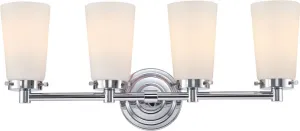 Madison 4 Light Vanity In Chrome and White Opal Glass