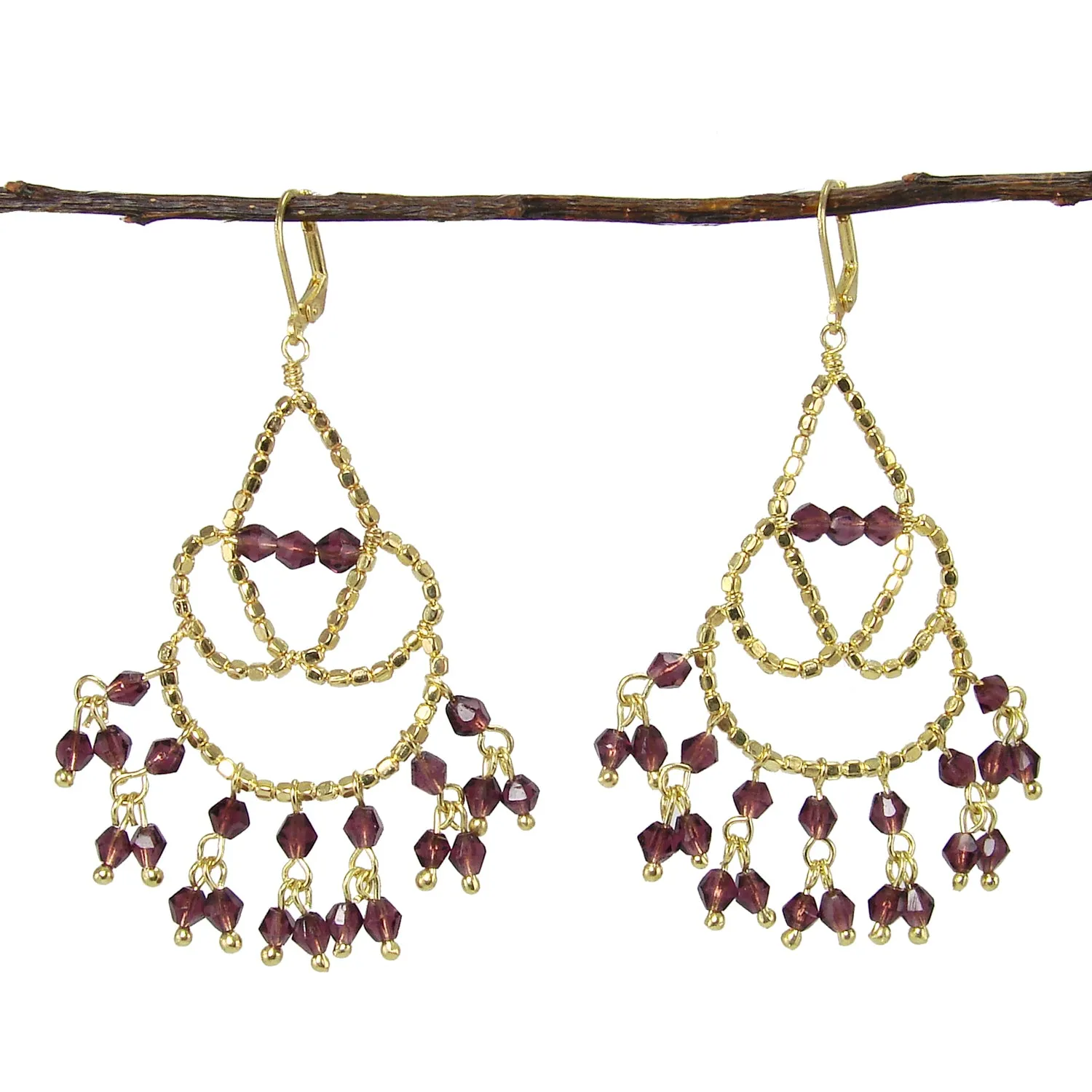 Maharaja Chandelier Earrings in Plum WorldFinds