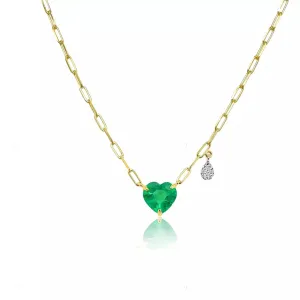 Meira T Emerald  Dainty Emerald with  Off Centered Diamond Charm Discs