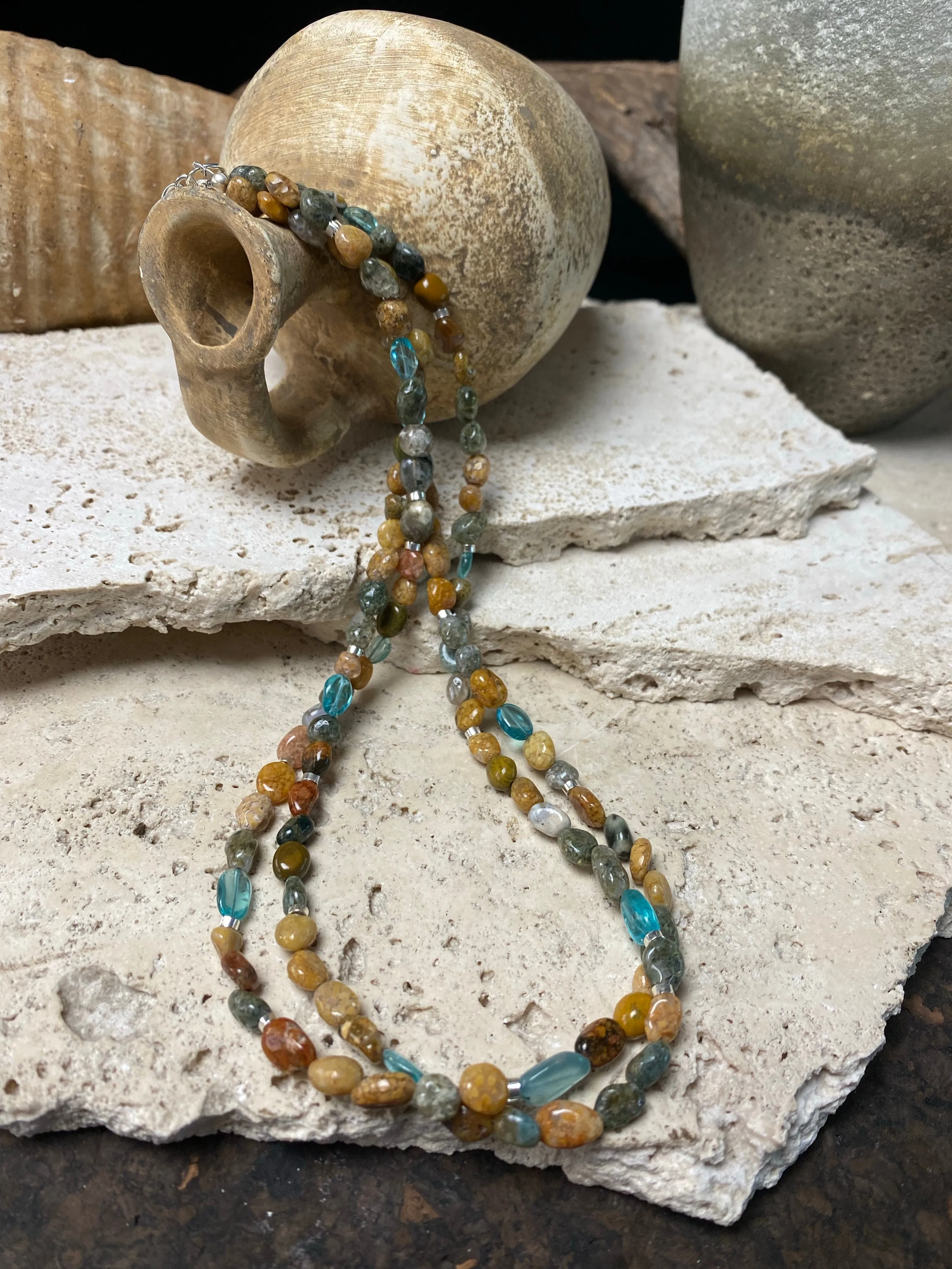 Ocean Jasper And Apatite Necklace