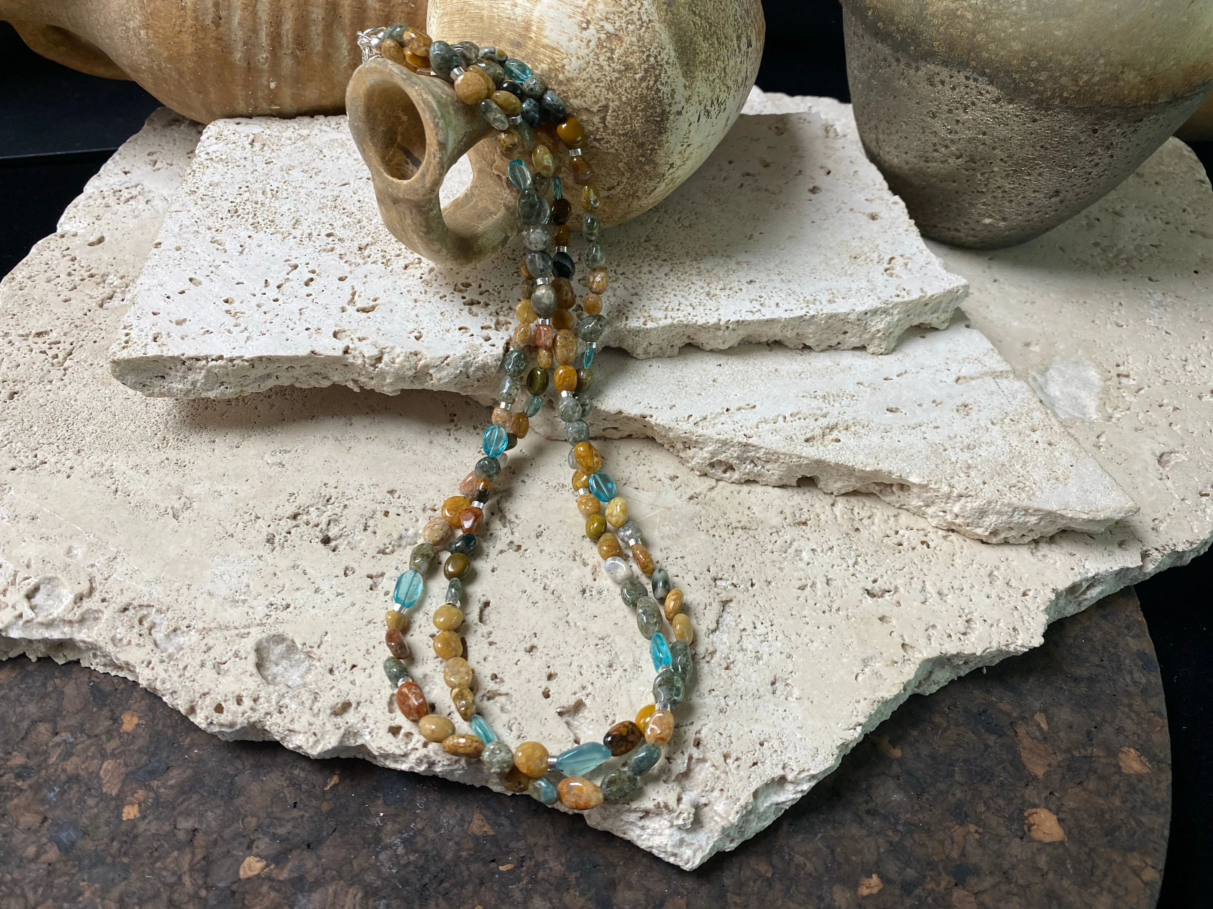 Ocean Jasper And Apatite Necklace