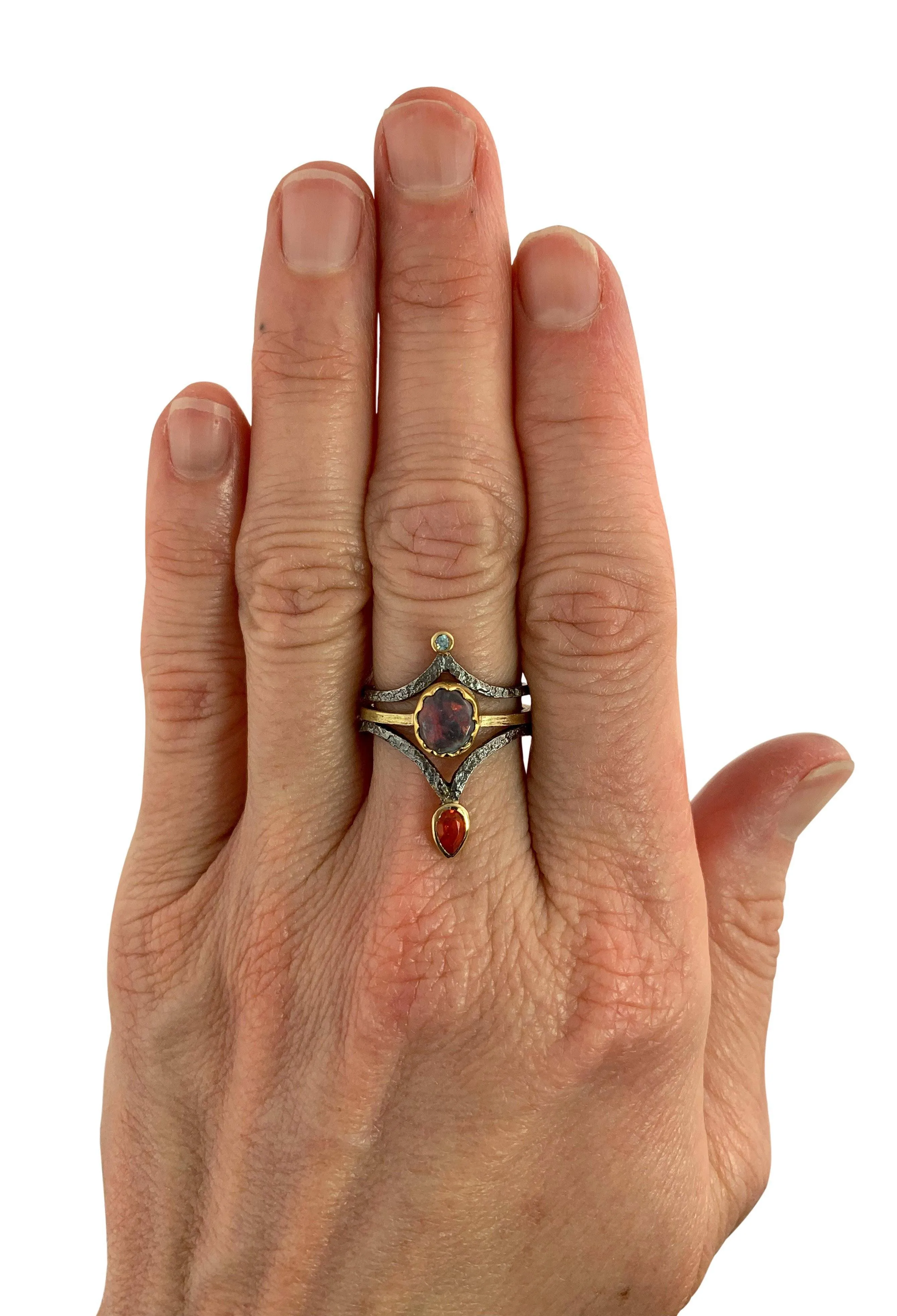 Opal Sequoia Ring in 14k gold Textured Band