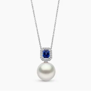 Ophelia 18K Gold South Sea Pearl Brilliant Cut Sapphire Diamond Pendant