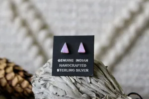 Pink Opal Triangle Studs