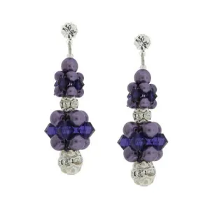 Purple Cluster Drop Earrings