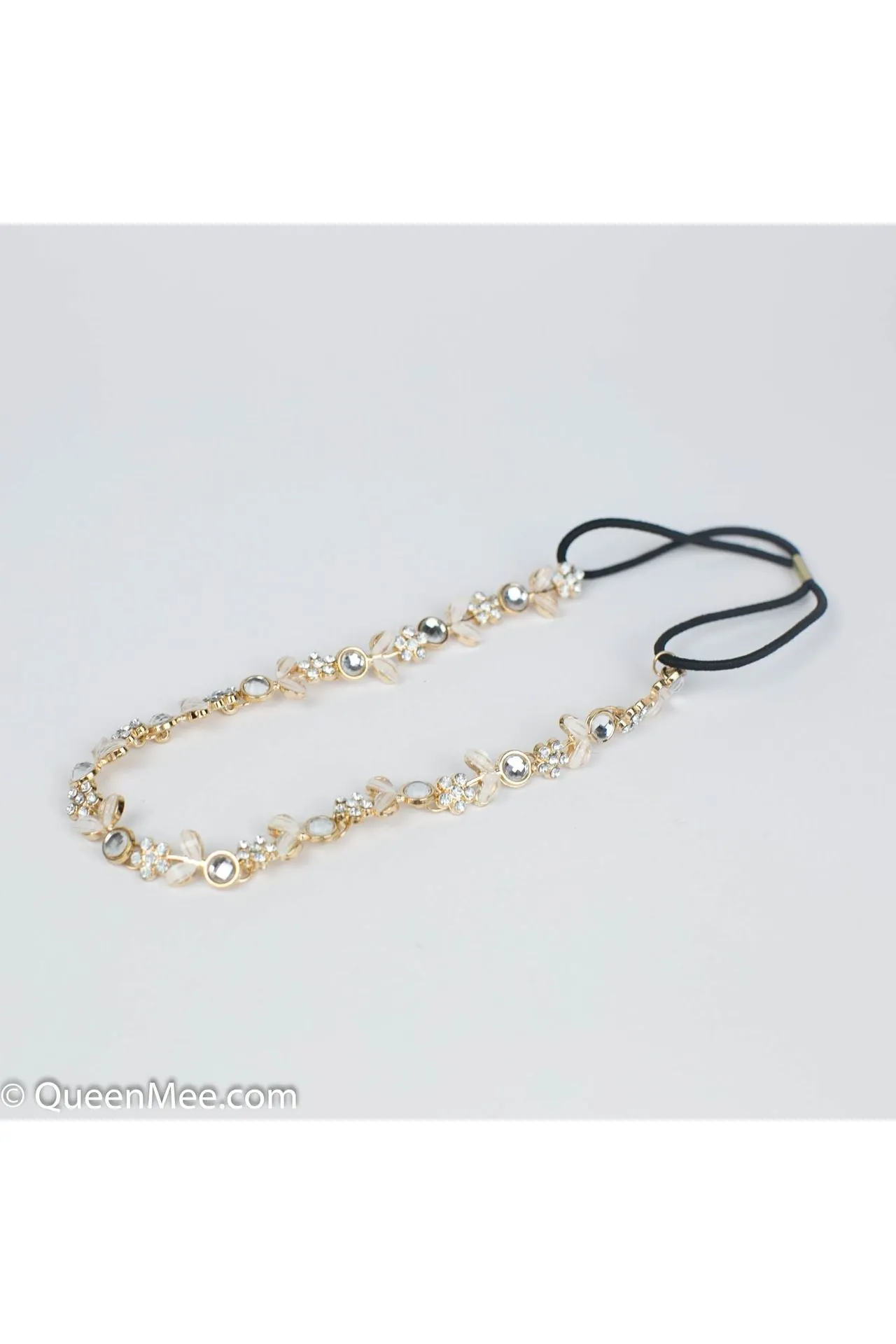 QueenMee Accessories Chain Headband With Diamante Flowers