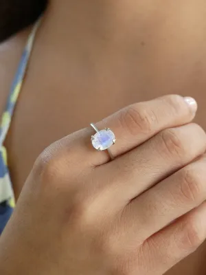 Rainbow Moonstone Everyday Classic .925 Sterling Silver Ring