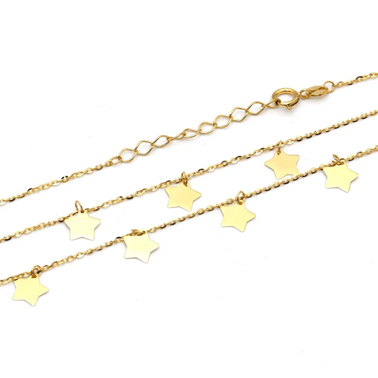 Real Gold Double layer Dangler Star Choker Adjustable Size Necklace 2289-111 N1321