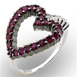 Rhodium   Ruthenium 925 Sterling Silver Ring with Synthetic Garnet in Ruby for Women Style 32511