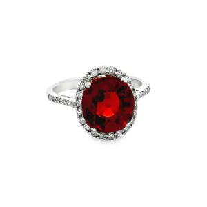 Rhodolite Garnet and Diamond Ring, 18Kt