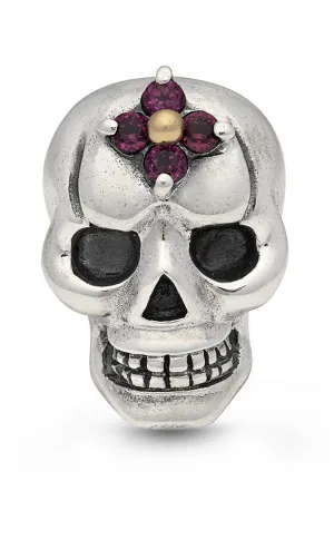 Roses Never Die Skull Scatter Pin – Pink Garnet