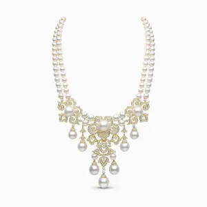 Sahara 18K Gold South Sea and Akoya Pearl Diamond Necklace