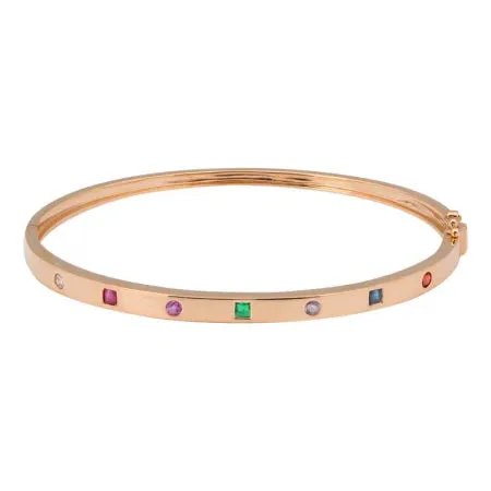 Segment Mixed Shapes Gemstones Rainbow Bangle