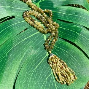 Semi-Precious Grossular Garnet Mala Necklace