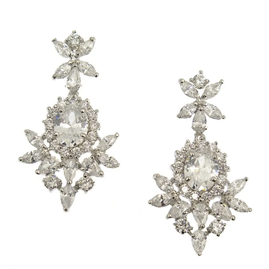 Serafina Floral Vintage Glam Bridal Earrings