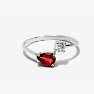 Serpentine Garnet Silver Ring