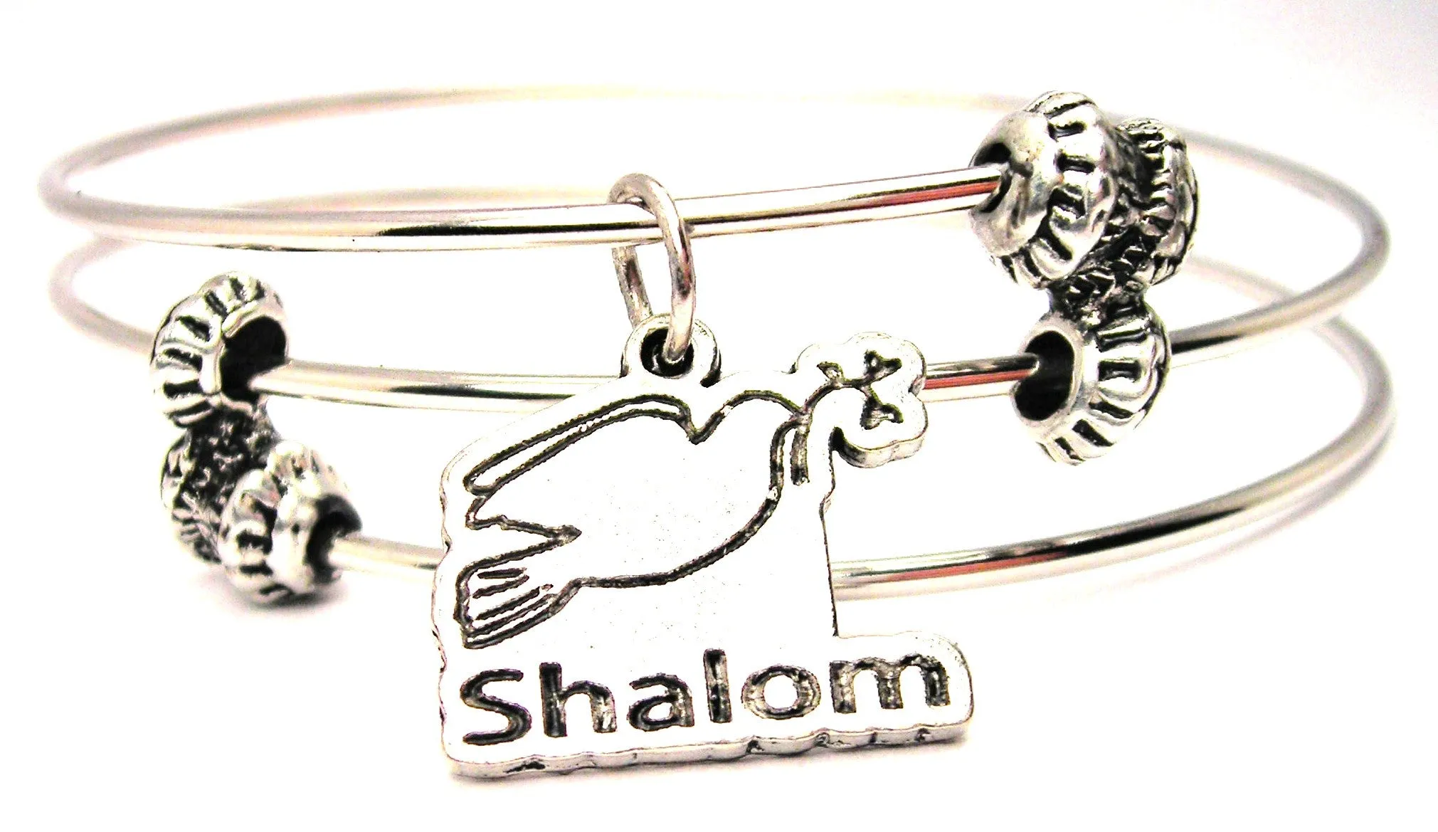 Shalom Dove Triple Style Expandable Bangle Bracelet