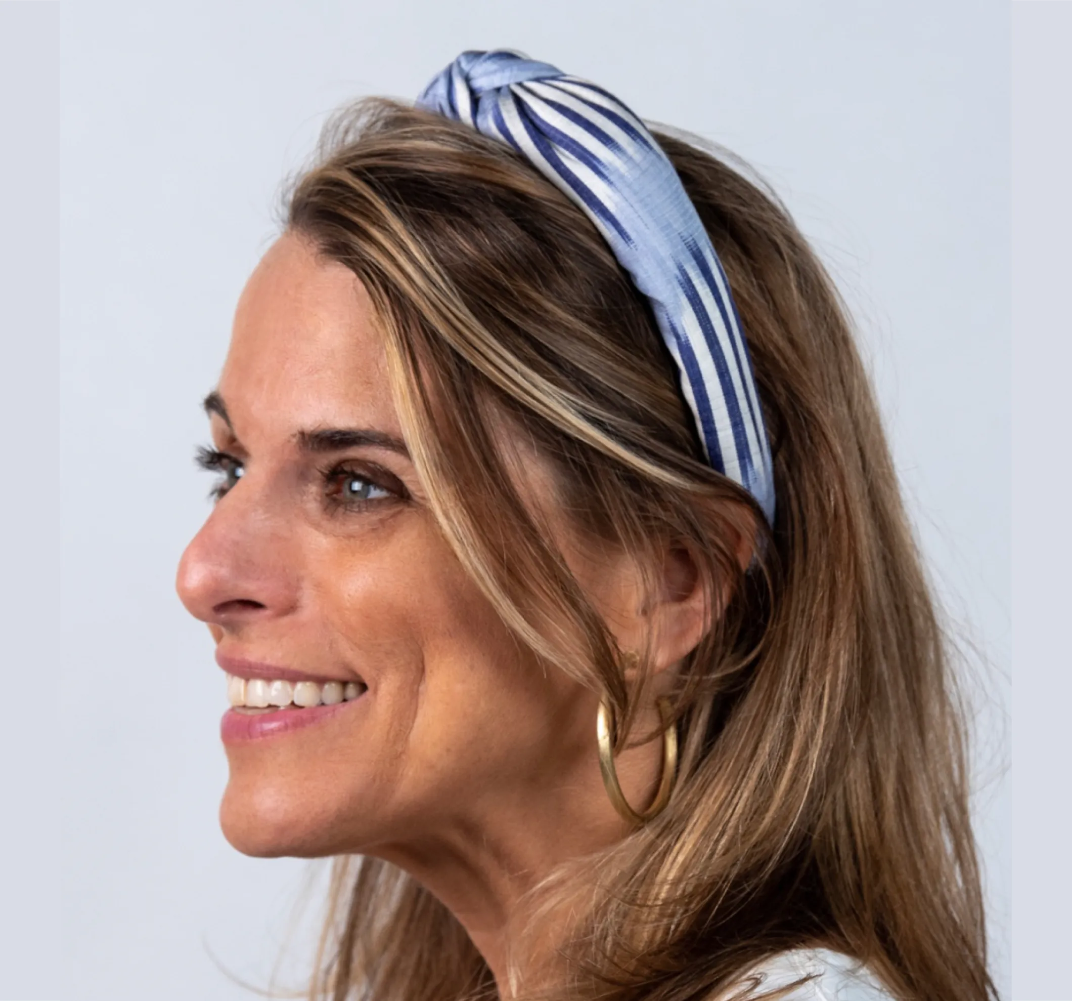 Silk Ikat Headband -Padded & Knotted-  Adelaide  Pattern-  Lilac, Blue