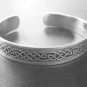 Silver Celtic Bangle, Handmade Solid Silver Celtic Cuff Bracelet