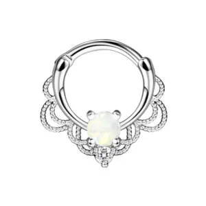 Silver Opal Clicker Septum Hoop