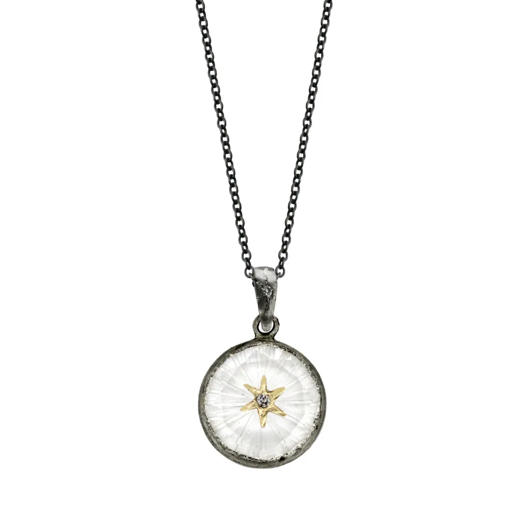 Small Round North Star Quartz Medallion Necklace