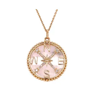 S.Row Designs Pink Rainbow Moonstone Compass Pendant