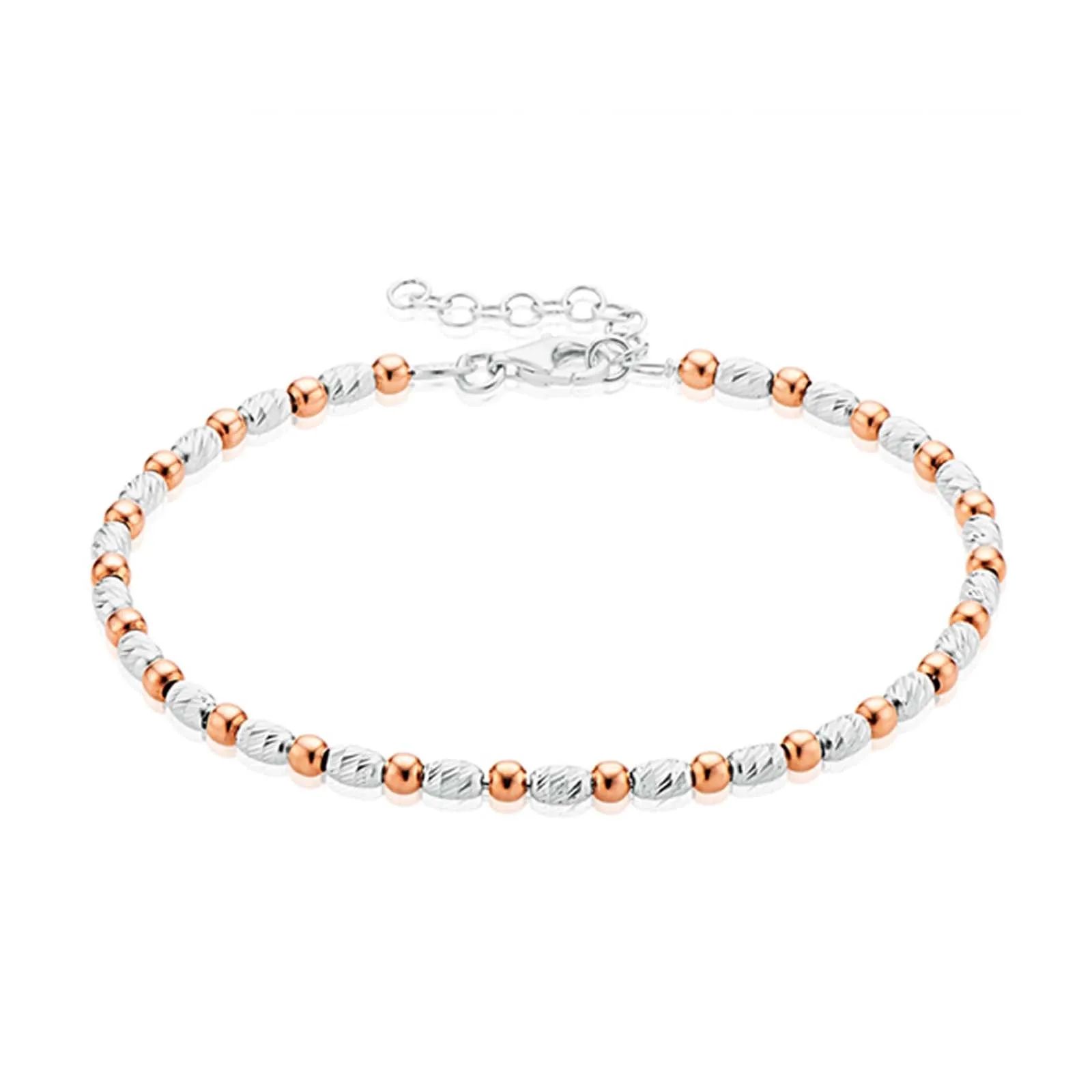 Sterling Silver & Rose Gold Plated 18-21cm Bracelet