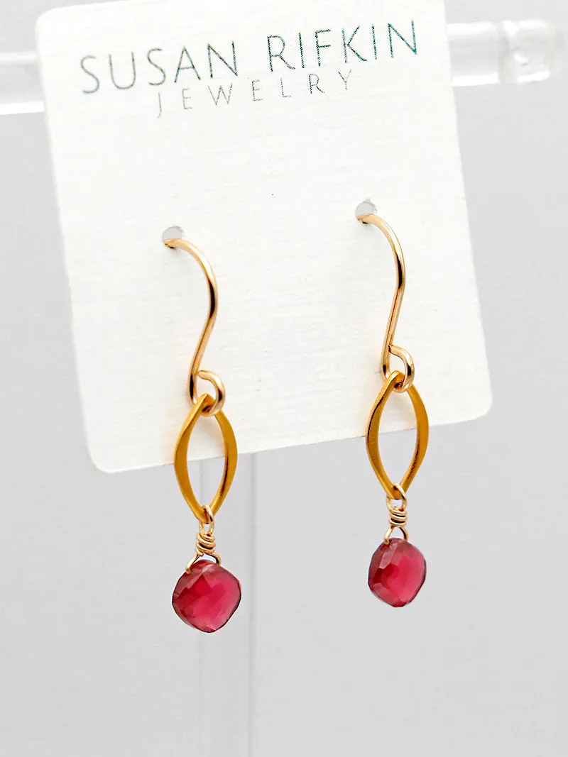 Susan Rifkin Garnet Drop Earrings | 14k Gold Filled