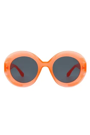 Thick Frame Oval Sunglasses - Orange