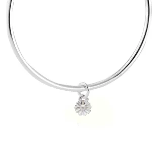 Tiny Daisy Silver Charm Bangle