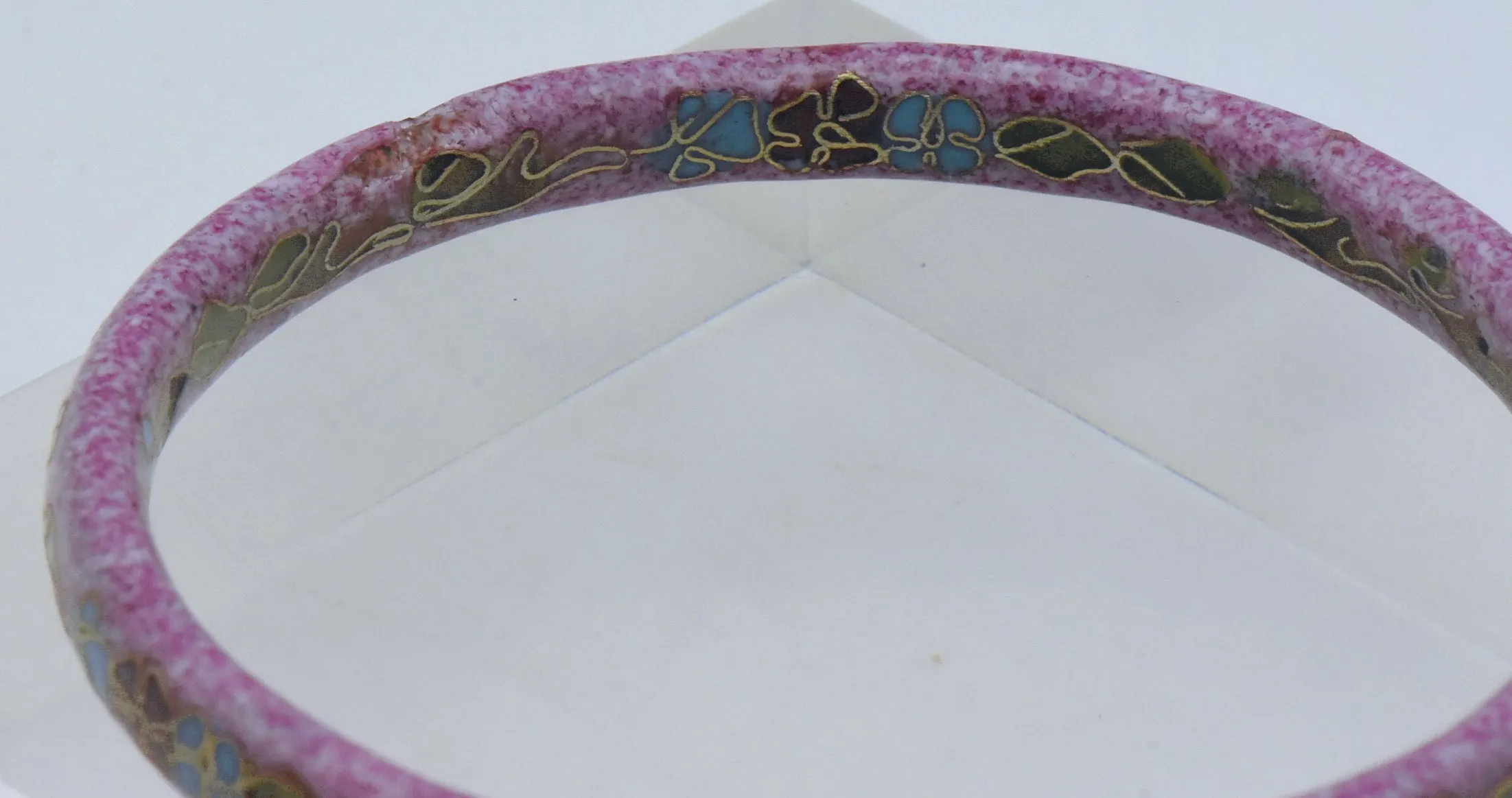 Vintage Purplish Pink Cloisonne Enamel Bangle Bracelet